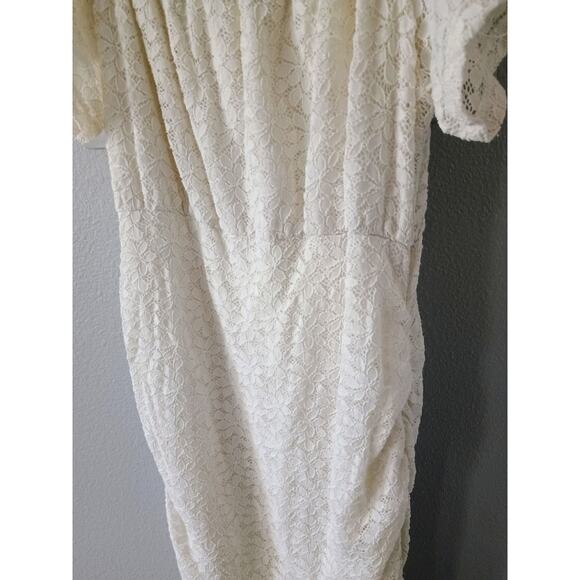 Motherhood Maternity Ivory Off Shoulder Floral Lace Dress women's small - Picture 4 of 13